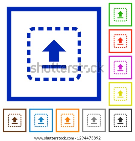 Drag to upload flat color icons in square frames on white background