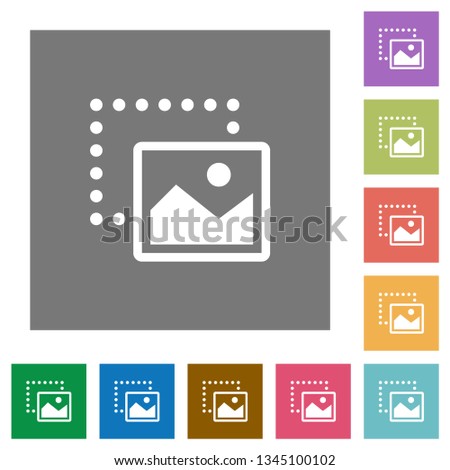 Drag image to bottom right flat icons on simple color square backgrounds