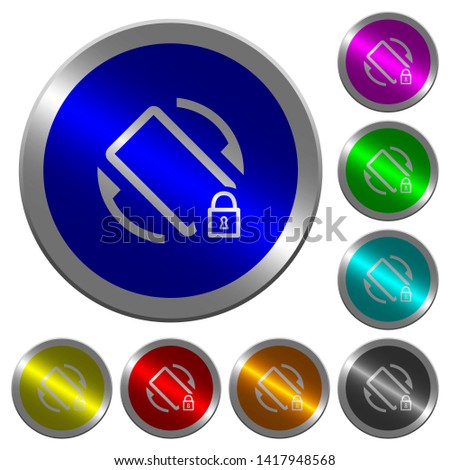 Mobile screen rotation locked icons on round luminous coin-like color steel buttons