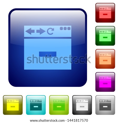 Browser remove tab icons in rounded square color glossy button set