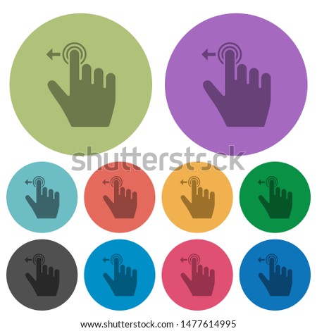 Right handed slide right gesture darker flat icons on color round background