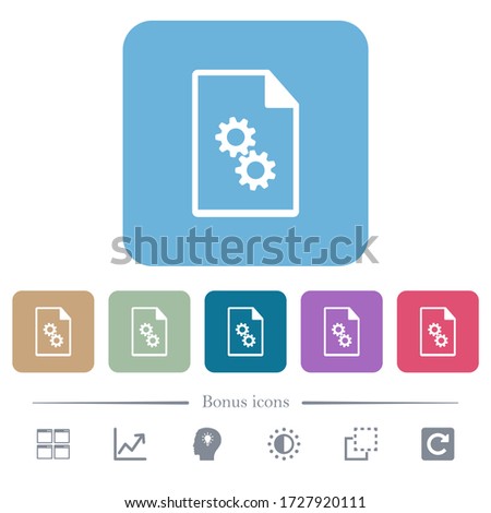 Executable file white flat icons on color rounded square backgrounds. 6 bonus icons included