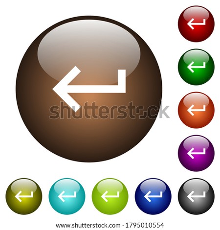 Keyboard return white icons on round glass buttons in multiple colors