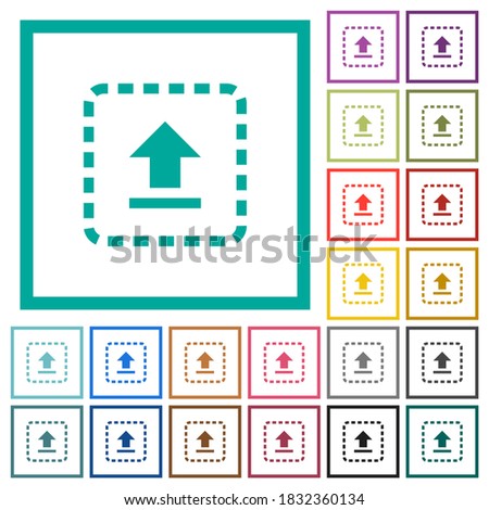 Drag to upload flat color icons with quadrant frames on white background