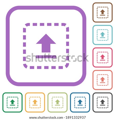 Drag to upload simple icons in color rounded square frames on white background