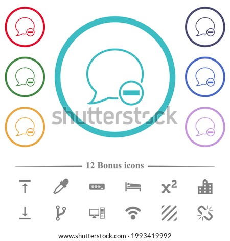 Remove message flat color icons in circle shape outlines. 12 bonus icons included.