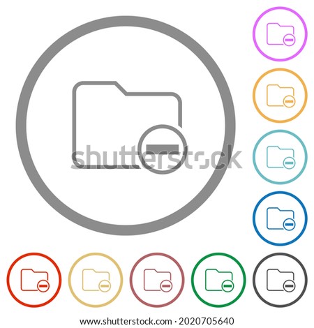 Remove directory flat color icons in round outlines on white background