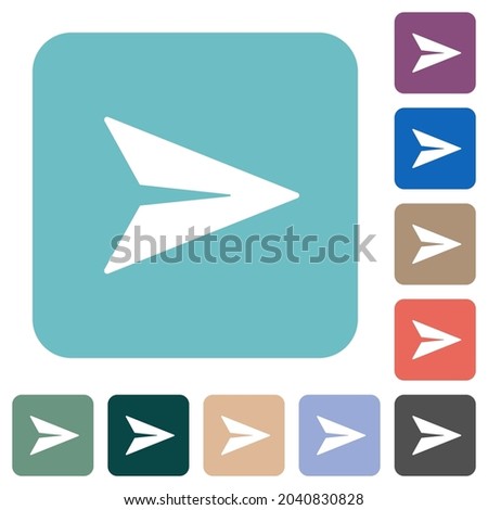 Send message solid white flat icons on color rounded square backgrounds