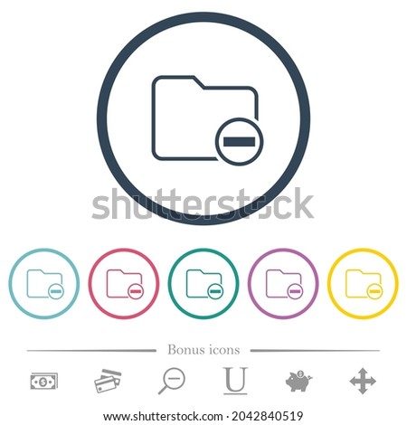 Remove directory flat color icons in round outlines. 6 bonus icons included.