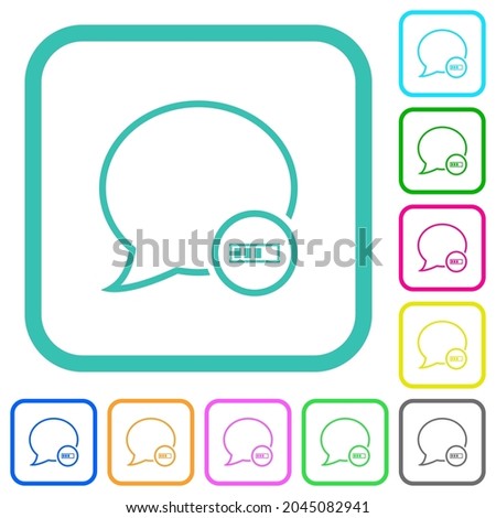 Message processing outline vivid colored flat icons in curved borders on white background