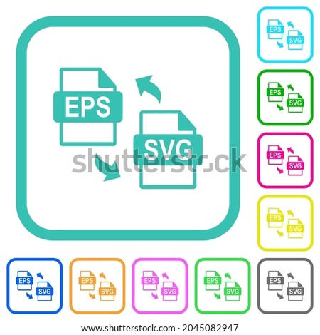 EPS SVG file compression vivid colored flat icons in curved borders on white background