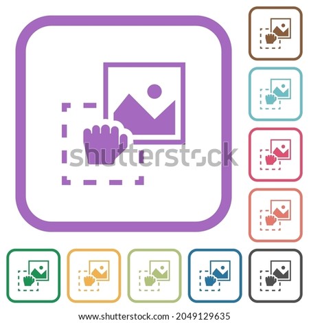 Drag image to upload simple icons in color rounded square frames on white background