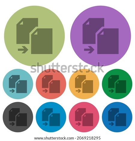 Copy document solid darker flat icons on color round background