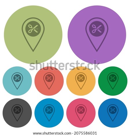 Cut GPS location darker flat icons on color round background