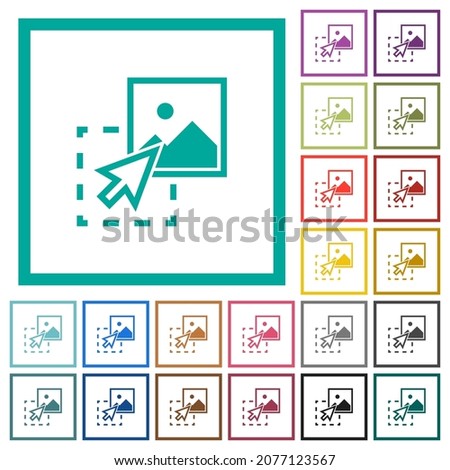 Drag image to upload flat color icons with quadrant frames on white background