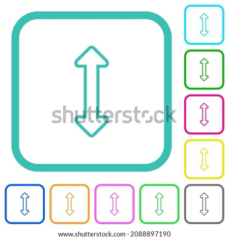 Resize vertical outline vivid colored flat icons in curved borders on white background