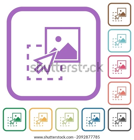 Drag image to upload simple icons in color rounded square frames on white background