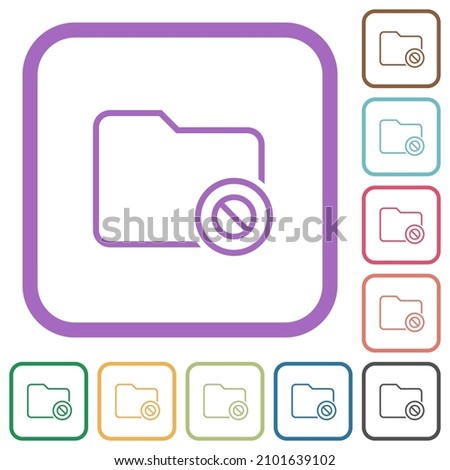 Directory disabled outline simple icons in color rounded square frames on white background