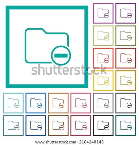 Remove directory flat color icons with quadrant frames on white background