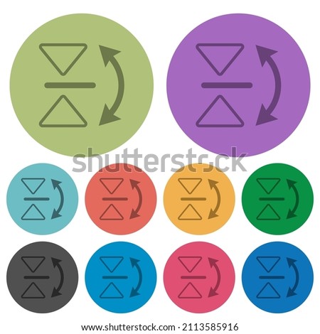 Vertical flip outline darker flat icons on color round background