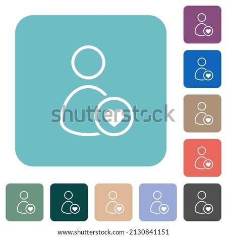 Favorite user outline white flat icons on color rounded square backgrounds