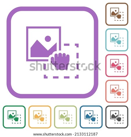 Grab image to upload simple icons in color rounded square frames on white background
