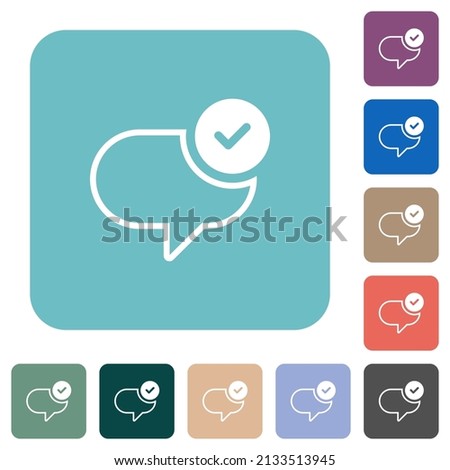 Message sent white flat icons on color rounded square backgrounds