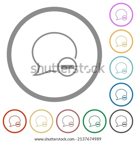 Remove message flat color icons in round outlines on white background