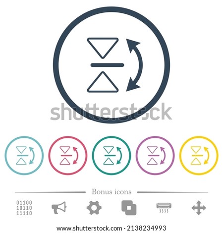Vertical flip outline flat color icons in round outlines. 6 bonus icons included.