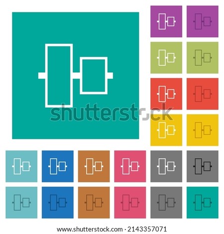 Vertically align to center  outline multi colored flat icons on plain square backgrounds. Included white and darker icon variations for hover or active effects.