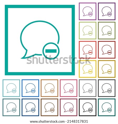 Remove message flat color icons with quadrant frames on white background