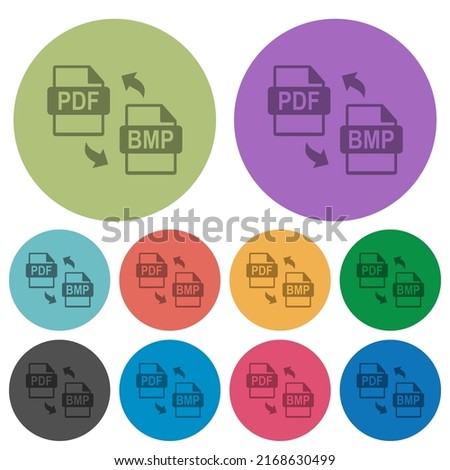 PDF BMP file conversion darker flat icons on color round background