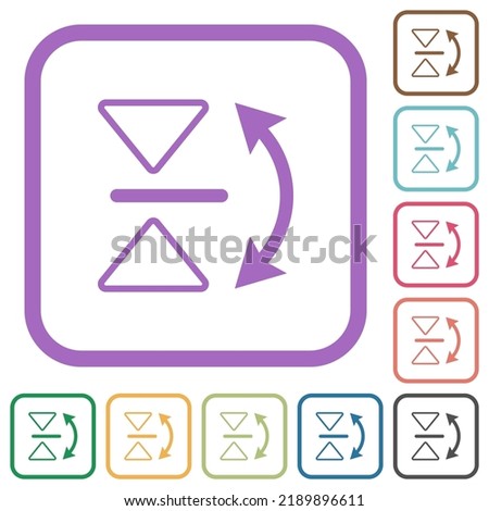 Vertical flip outline simple icons in color rounded square frames on white background