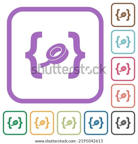Software patch simple icons in color rounded square frames on white background