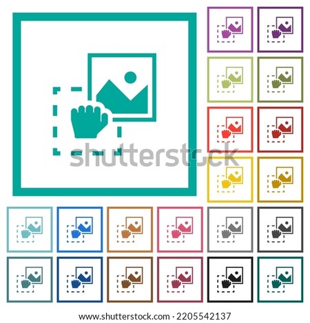 Grab image to upload flat color icons with quadrant frames on white background