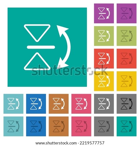 Vertical flip outline multi colored flat icons on plain square backgrounds. Included white and darker icon variations for hover or active effects.