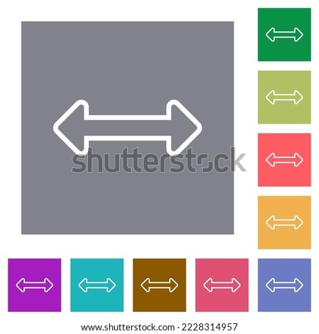 Resize horizontal outline flat icons on simple color square backgrounds