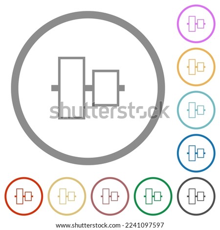 Vertically align to center  outline flat color icons in round outlines on white background