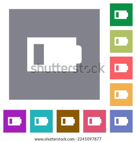 Low battery with one load unit flat icons on simple color square backgrounds