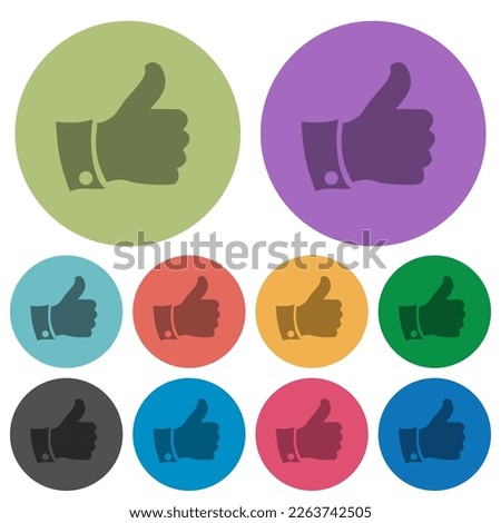 Thumbs up darker flat icons on color round background