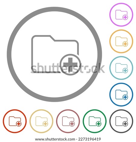 Add new directory flat color icons in round outlines on white background