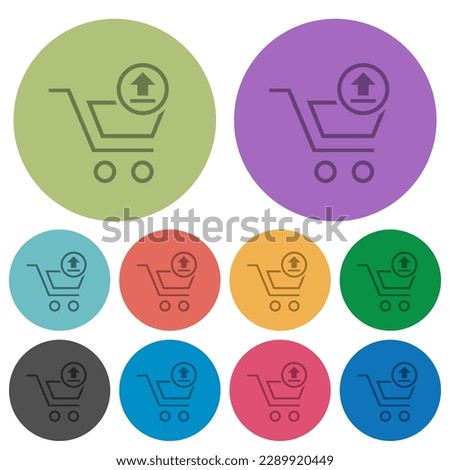 Cart upload outline darker flat icons on color round background