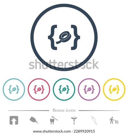 Software patch flat color icons in round outlines. 6 bonus icons included.