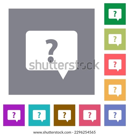 Rounded square help chat bubble solid flat icons on simple color square backgrounds