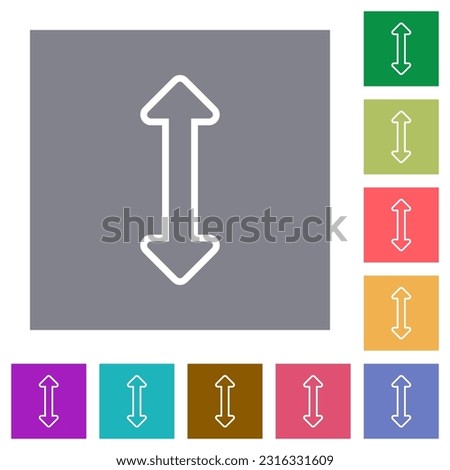 Resize vertical outline flat icons on simple color square backgrounds