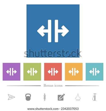 Vertical split tool flat white icons in square backgrounds. 6 bonus icons included.
