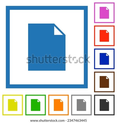 Empty document sheet solid flat color icons in square frames on white background