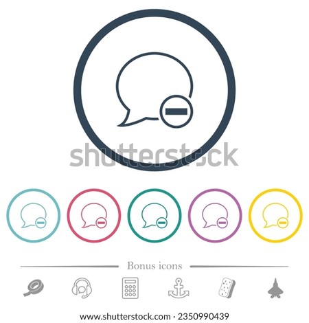 Remove message flat color icons in round outlines. 6 bonus icons included.