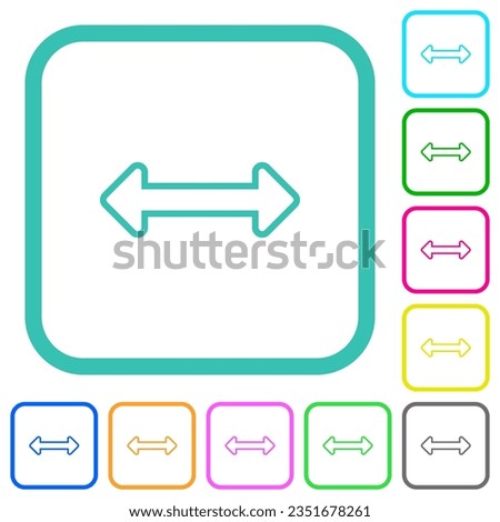 Resize horizontal outline vivid colored flat icons in curved borders on white background