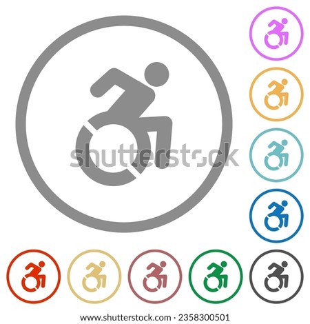 Accessibility flat color icons in round outlines on white background